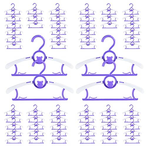 Image of 60 Pack Baby Hangers for Closet Plastic Kids Hangers Clothes Space Saving Hangers Non Slip Extendable Baby Hangers for Nursery Toddler Heavy Duty Clothing Hangers Bulk, Purple