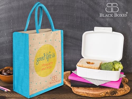 Image of BLACKBOXES Eco-Friendly Printed Jute Hand Bag-Reusable Tiffin Shopping Grocery Multipurpose Hand Bag for Men and Women