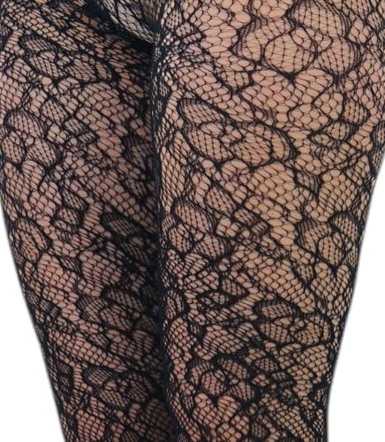 Image of ToBeInStyle Women's Elegant Floral Lace Inspired Spandex Net Full Length Tights