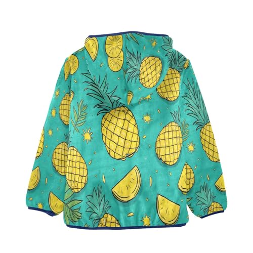 Summer Pineapple Slices Toddler Fleece Jacket Girl Boys Hooded Fleece Jacket Coat Warm Outwear Zip-up 3-10T2