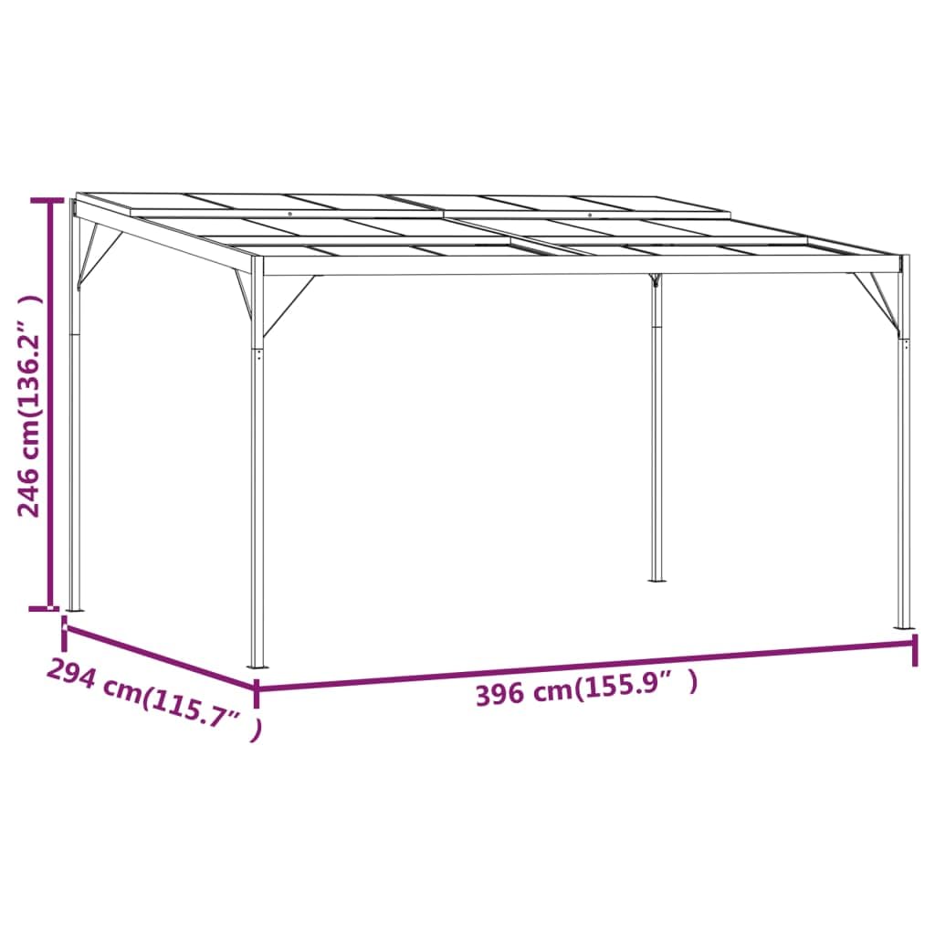 Pawilon ogrodowy, antracyt, 4 x 3 x 2,5 m, aluminium i stal, ze stabilnym dachem, na taras, balkon i imprezę w ogrodzie, idealny na grillowanie, wesele, festiwal i wydarzenie