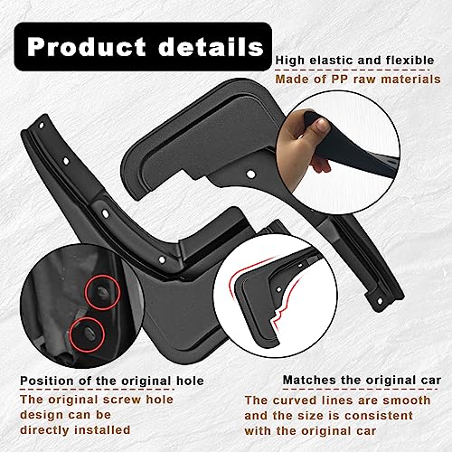 Image of 4pcs Black Front and Rear Splash Guards, no Drilling Required, Exterior Splash Guards. Compatible with 2022-2023 Ford Maverick mud Flaps.
