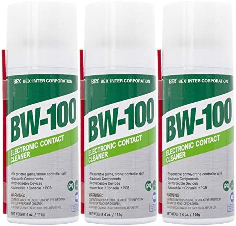 BW-100 Non-Flammable Electronic Contact Cleaner Aerosol Spray - Safely Cleans Joycons, Computers, PCB and More - Removes dust, Dirt and contaminants on Contact-Quick Dry | 4oz/114g | Pack of 3