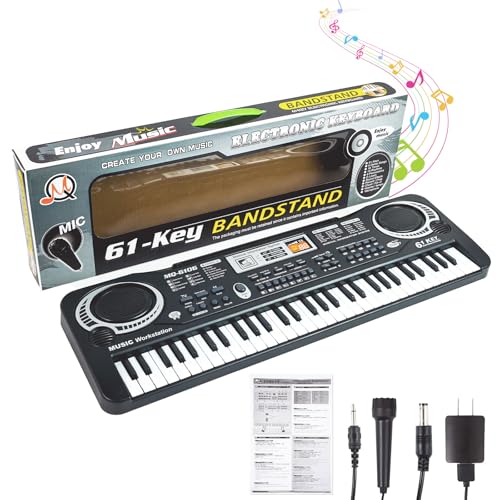 61 Key Piano Keyboard, Electronic Digital Piano for Kids Beginner with Microphone, 16 Tones, 6...