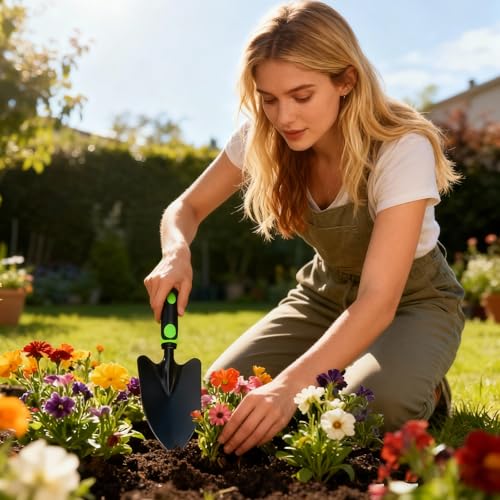 Gartenschaufel Klein, 2 Stück Gartenschaufel aus Kohlenstoffstahl Mini Schaufel Strandschaufel Garten Pflanzschaufel Blumenkelle Handschaufel Garten zum Pflanzen Jäten Umpflanzen