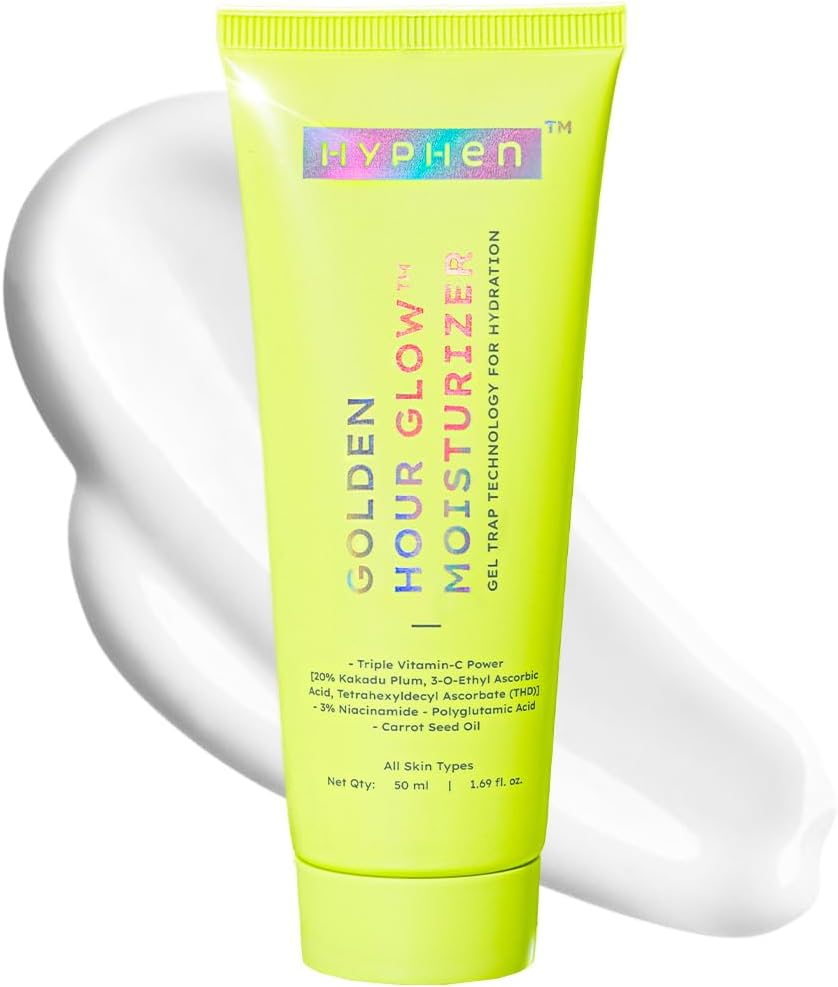 Hyphen Brightening Face Moisturizer with THD- 20% Kakadu Plum, Highly Stable Vitamin C| 3% Niacinamide- Dark Spots & Pigmentation | Lightweight Gel Cream Moisturizer for Dry, Oily, All Skin Type -50ml
