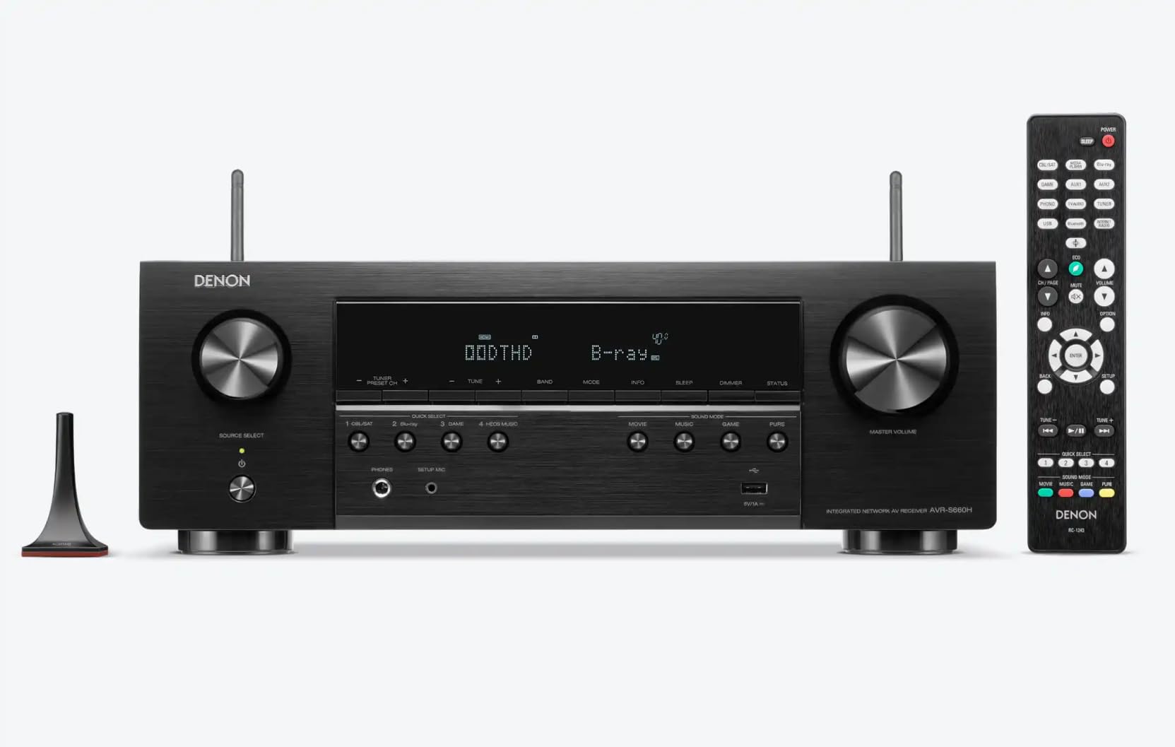 Denon AVR-S660H Amplificateur AV Home Cinéma 5.2 Canaux avec Son 3D, HDMI 8K, Bluetooth, WiFi, AirPlay 2, HEOS Multiroom, Compatible Alexa - Noir