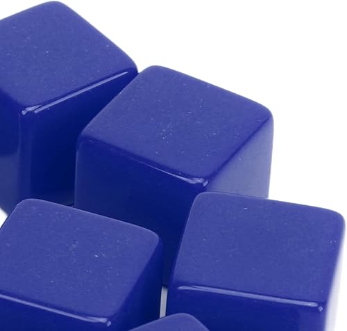 Miniatura 8 de Juego de dados en blanco, 30 piezas de 0.630 in, dados en blanco de seis caras para escribir en cubos (azul)