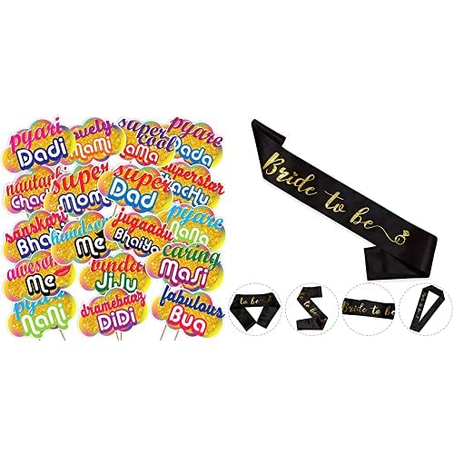 Wobbox All Occasion Indian Family Photo Booth Party Props (18 Pieces)&WOBBOX Bride to Be Satin Sash (B0B9GVVL1X) Amazon Price History, Amazon Price Tracker