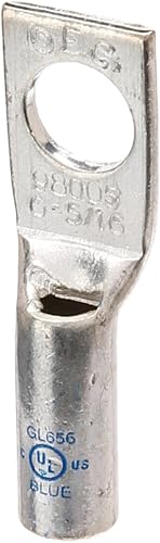 1 Hole Short Barrel Copper Compression Lug with Peep Hole 6 AWG - 5/16" Bolt - 1