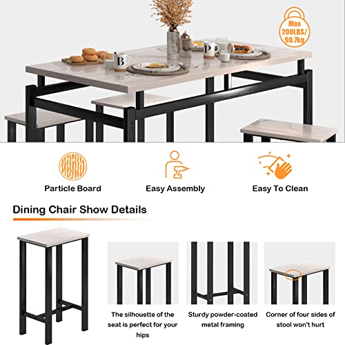 Basenji Dining Table Set For 4, 5 Piece Kitchen Table And Chairs Bar Table And Chairs Set Space Saving For Pub Breakfast (Oak) #TOP2