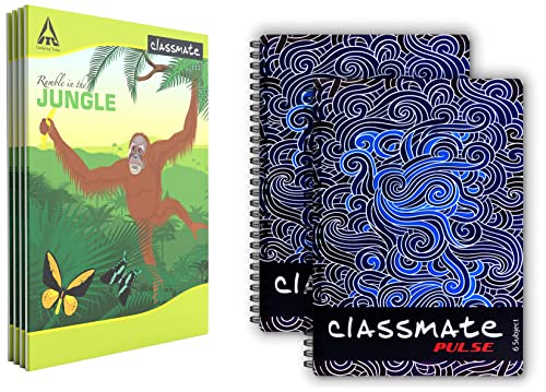 Image of Classmate Notebook - Unruled & Classmate Pulse Spiral Notebook - 240 mm x 180 mm, Soft Cover, 200 Pages, Unruled