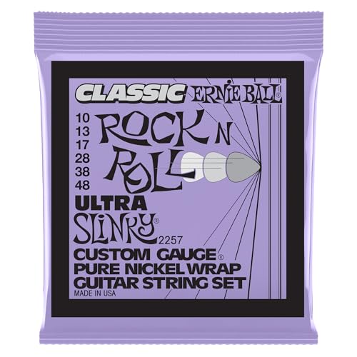 Image of Ernie Ball Ultra Slinky Classic Rock n Roll Pure Nickel Wrap Electric Guitar Strings 10-48 Gauge (P02257)