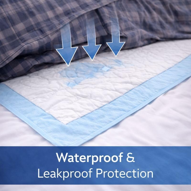 Image of Extra Large Underpads 80x100 cm Anti-Slip Disposable Underpads - Highly Absorbent Leak-Proof Disposable Bed & Chair Protectors - Soft Adult Incontinence Under Pads- Pack of 20