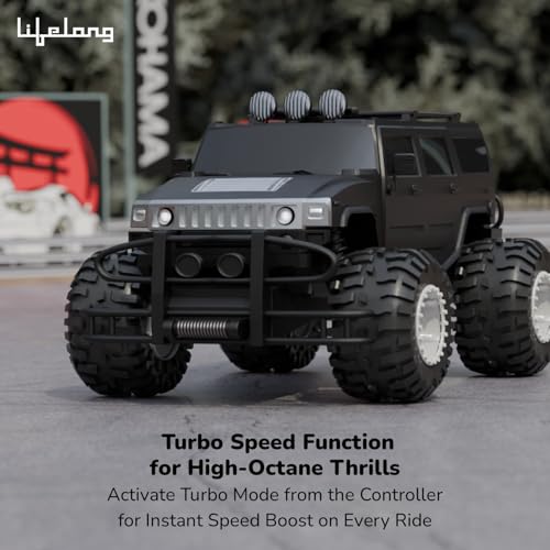 Image of Lifelong Beast Off Roader Remote Control Car Toy for Kids, 2.4GHz High-Speed Monster Truck SUV, LED Headlights, Type-C Rechargeable, Anti-Skid Tyres, 120Ft Range (LLCORC01) (Black)
