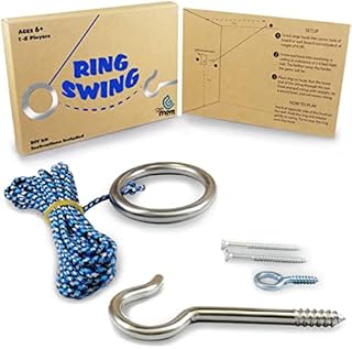 Hook and Ring Swing DIY Kit Stainless Steel Hardware and Nylon String Ring Toss Game Indoor – Outdoor for Endless Hours of Fun! GetMovin’ Sports
