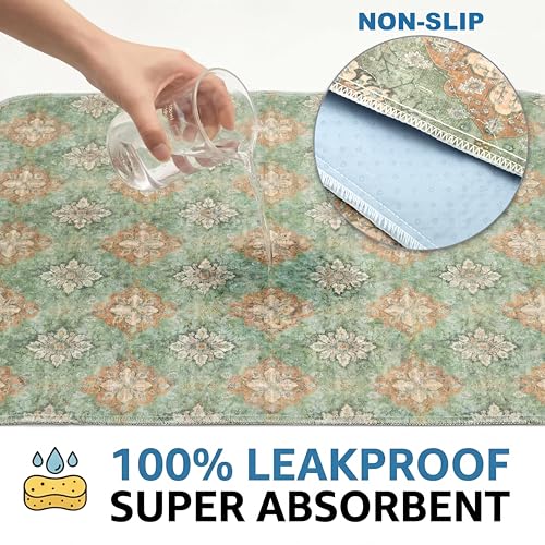 Image of 4PACK Washable Guinea Pig Pee Pads,Absorbent Reusable Guinea Pig Cage Liners,Waterproof,Leak-Proof & Non-Slip Potty Pads for Small Animals Rabbit Hamster Rat.(Green Floral Flat,24 inchx48 inch)