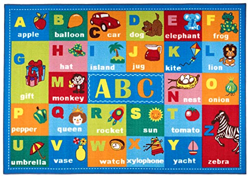 Rugshop Kids Educational Learning Alphabet Symbols Non Skid (Non Slip) Area Rug 3'3