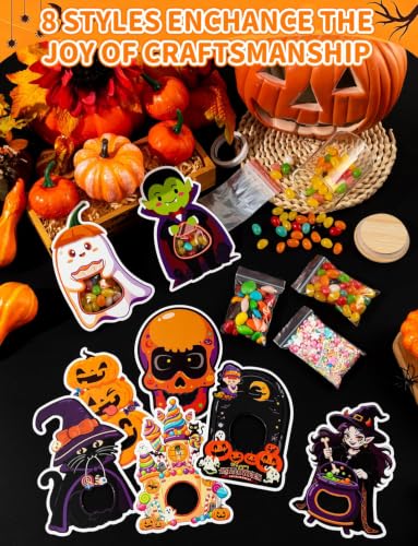40Set Halloween Candy Holder Cards with Clear Bags for Party (8 Styles) | 3D Ghost Pumpkin Design Greeting Cards, DIY Trick or Treat Party Favors for Kids Classroom Prizes Exchange Gifts - image 6