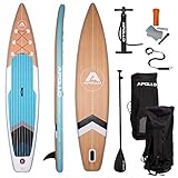 ALLES DABEI: Hochwertiges Paddleboard mit einem 3-teiligen verstellbaren Aluminium-Paddel, Coiled Leash, einem Reparatur-Set, einer Hochdruck-Pumpe und einem Transportrucksack.