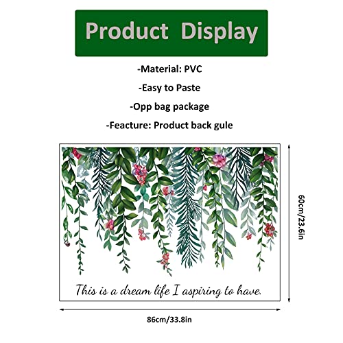 6 Sheets Hanging String Of Pearls Vine Leaves Green Plants Wall Stickers, Fodiens Removable Vinyl Wall Decals Peel And Stick Decor For Teens Boys Girls Bedroom Living Room Decoration #TOP1