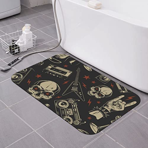 Badematte mit Totenkopf- und Steinmotiv, Kieselgur, sehr saugfähig, schnell trocknend,...