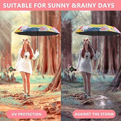 Image of PALAY Umbrella for Women, Automatic Folding Travel Umbrella Windproof Strong 8 Ribs UV Protection Printed Design Umbrella for Ladies, Girls and Women