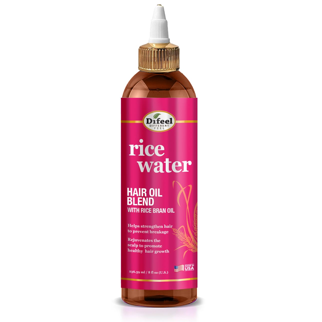 Difeel Rice Water Hair Oil Blend 8 oz. - Strengthening Rice Water Moisturizer for Hair