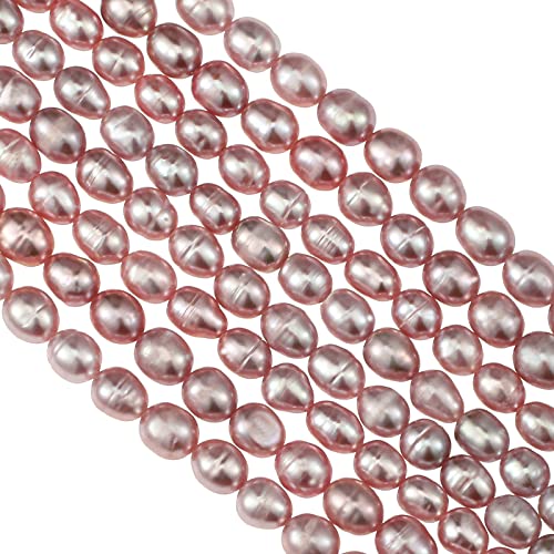 2 Strands Natural Genuine Freshwater Cultured Pearl Natural Oval Freshwater Pearl Beads for DIY Crafts Making Jewelry Bracelets Necklaces Earrings (Purple, 5 to 6 mm, 6 to 7 mm)