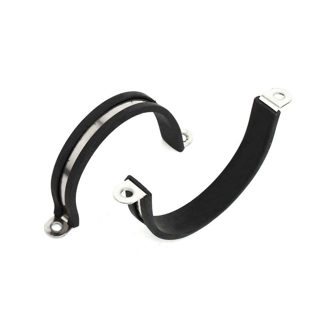 Aexit 55mm Dia Fastener Rubber Lined U Shaped 304 Stainless Steel Pipe Clip Hose Clamp 4pcs Model:10as311qo387