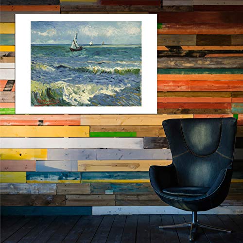 Impression d'art cadeau Van Gogh Paysage marin Saintes-Maries petit tableau encadré chic