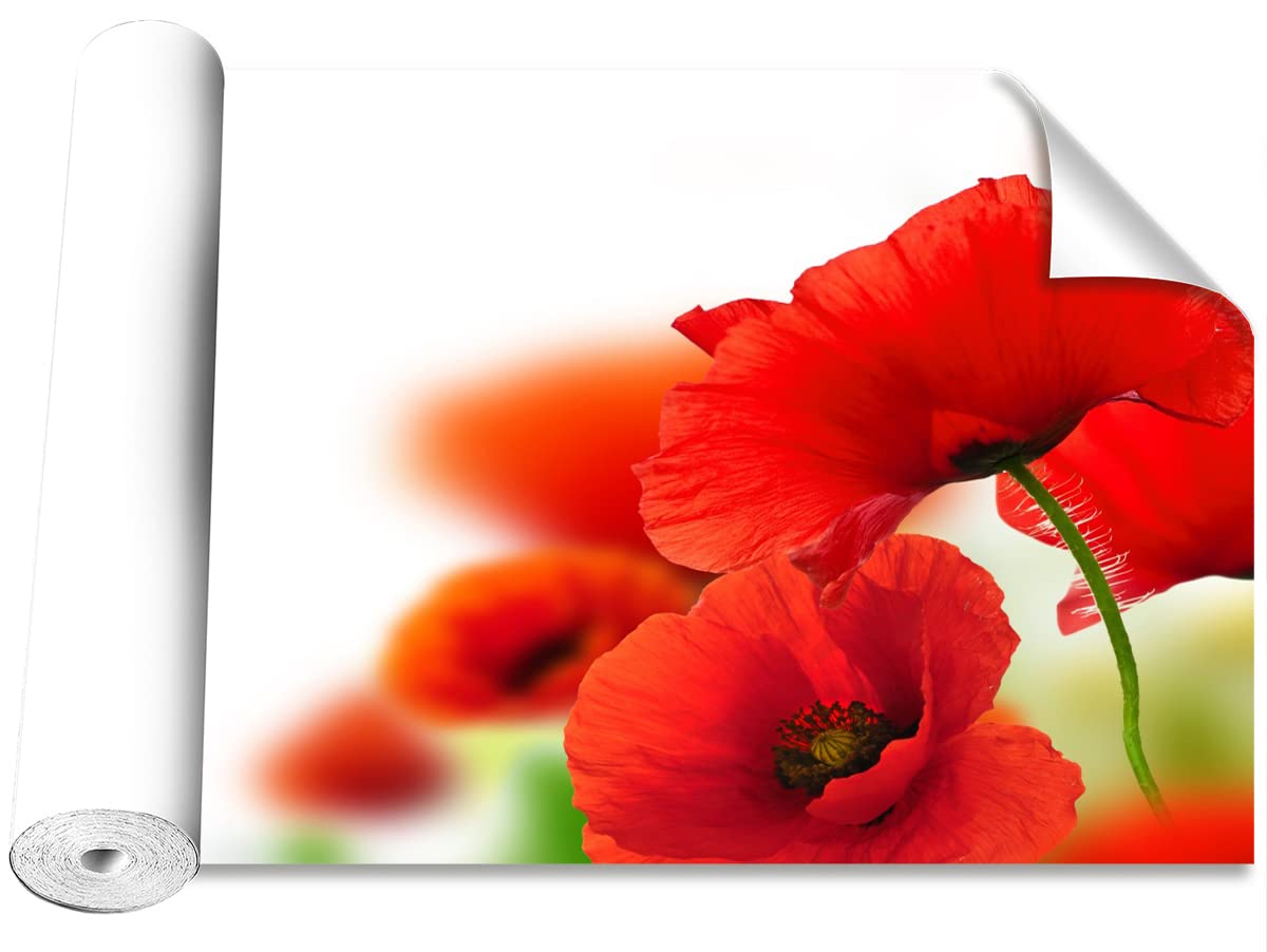 Papier peint coquelicots blancs Tulup 208x146 cm pour décoration murale bricolage