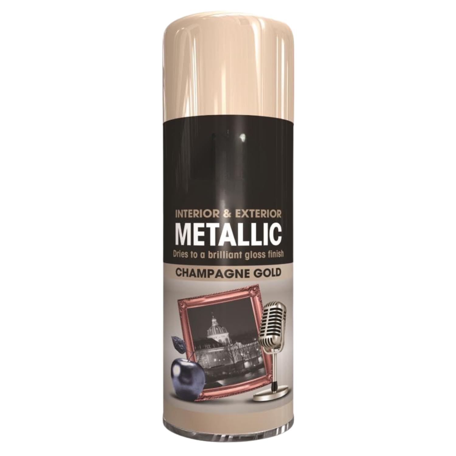 Metallic Spray Paint 400ml Multi-Purpose Use, Spray for Metal and Wooden Furniture, Ornaments, Decorative Items and Much More for Interior & Exterior (4, Champagne Gold)