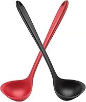 Armrouns 12-Inch Silicone Ladle Spoon Set of 2 - 600°F Heat Resistant Seamless Nonstick Soup Ladles Long Handle