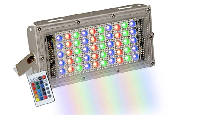 Image of DAYBETTER 50W RGB LED Brick Light Multi Color with Remote Waterproof IP66 LED Flood Light (50WATT,Plastic)