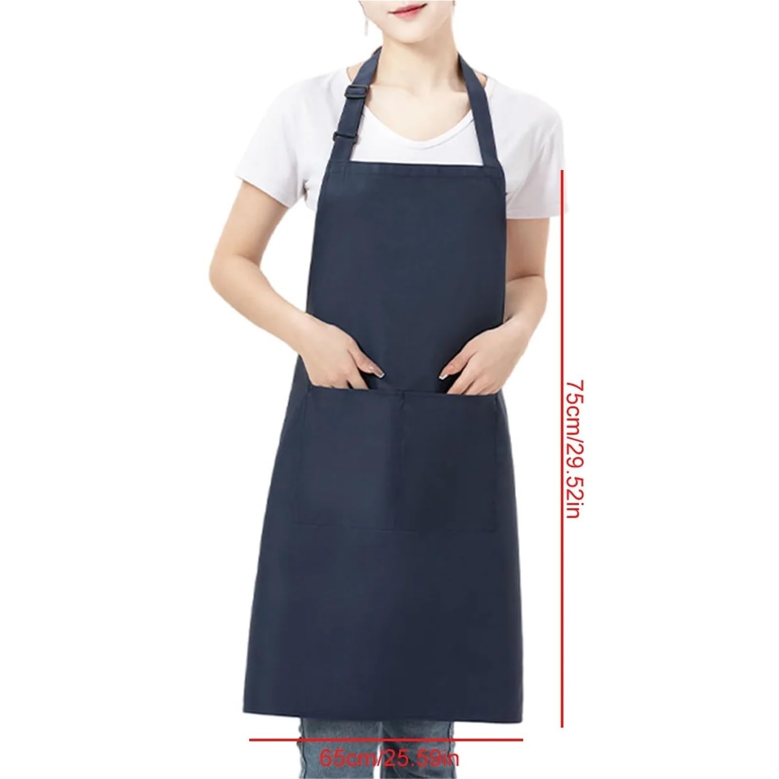 Delantal De Cocina Delantal con pechera ajustable, 2 uds., con bolsillos, delantales de cocina for mujeres y hombres, delantal de Chef con cuello Halter, delantal Simple, herramienta de cocina(Black)