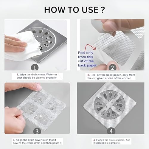 Image of Brush Sink Stopper (20 Pcs) Disposable Shower Cover Hair Catcher Shower Drain Mesh Stickers, Bathroom, Laundry, Bathtub, Kitchen Sower Drain Floor Sinks Dusting Wand for Sugar (Silver)