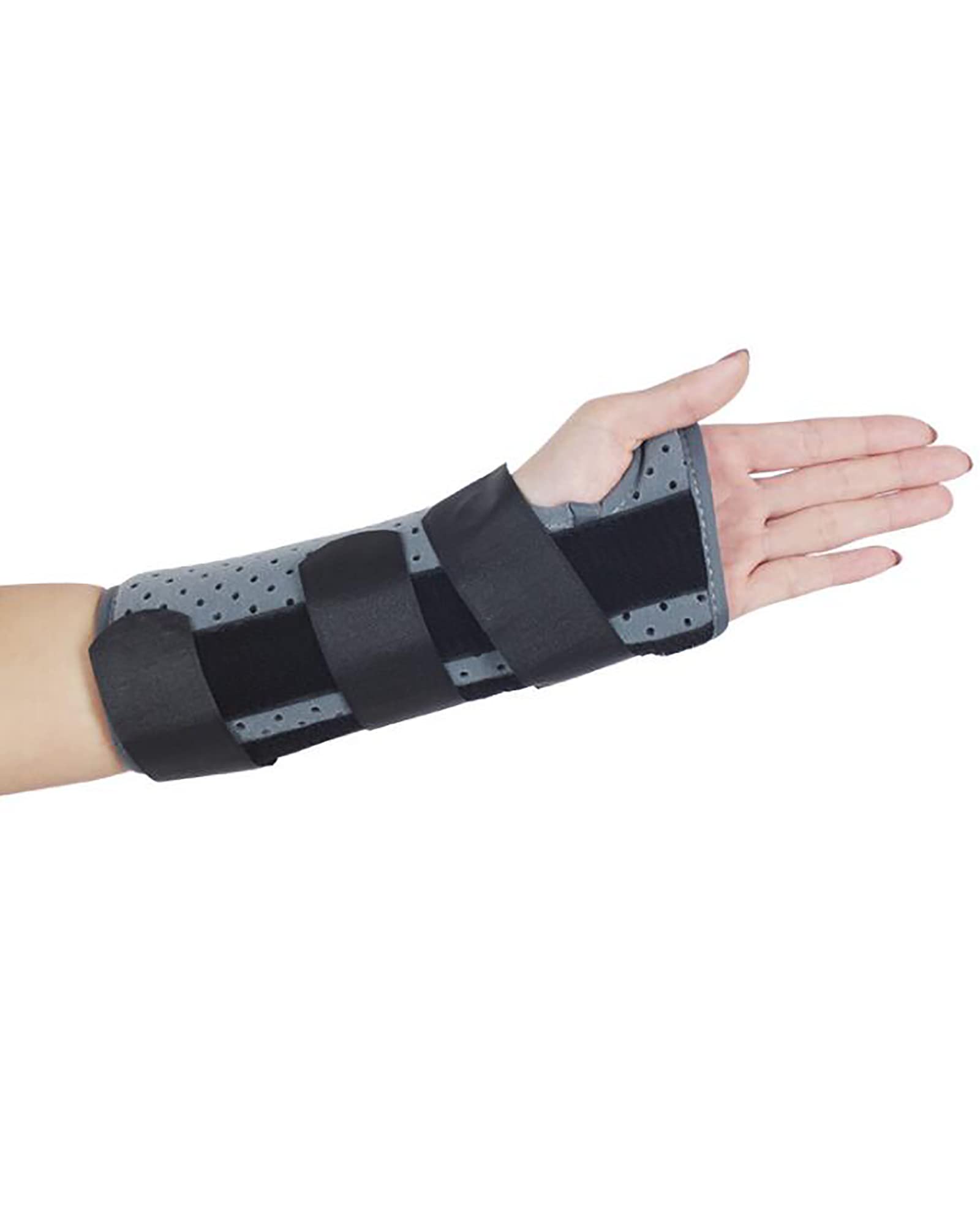 Eslinga de brazo portátil Banda de fijación de fracturas de mano ajustable Inmovilización nocturna Férula de muñeca Soportes para aliviar el dolor, izquierda, M (derecha L)
