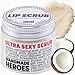 Handmade Heroes 100% Natural Lip Scrub, Vegan Conditioning Coconut Exfoliator - Gentle Exfoliant, Sugar Polish and Scrubber for Chapped Dry Lips, 1oz (Coconut Sorbet)