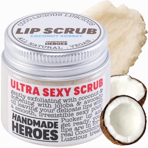Handmade Heroes 100% Natural Lip Scrub, Vegan Conditioning Coconut Exfoliator - Gentle Exfoliant,...
