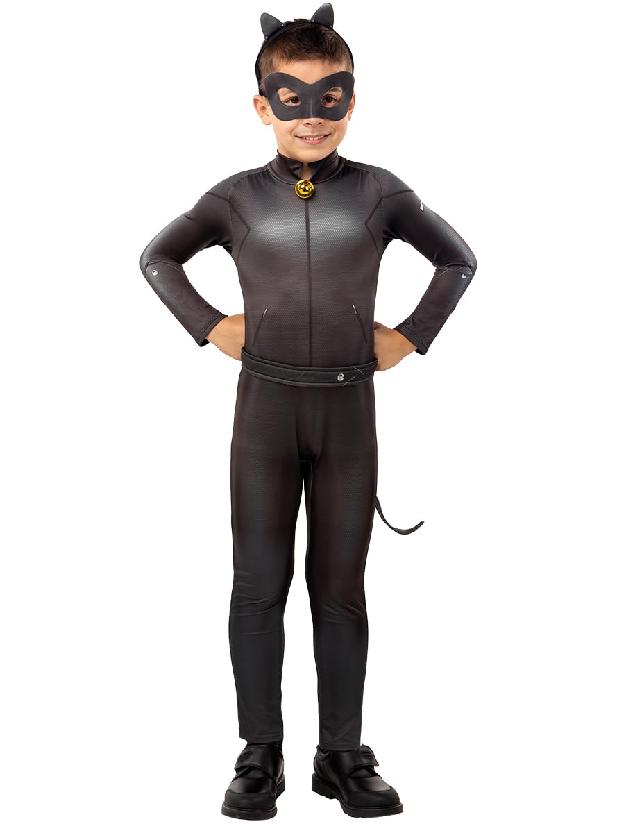 Funidelia | Costume di Cat Noir - Miraculous Ladybug per bambino - Cartoni Animati, Ladybug, Miraculous - Costume per bambini e accessori per Feste, Carnevale e Halloween - Nero