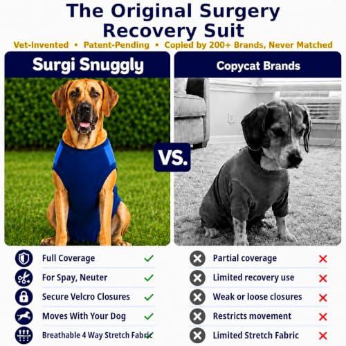 Image of Surgi Snuggly Dog Surgery Recovery Suit, Cone Alternative, Spay /Neuter 2XL | Dog Recovery Suit for Dogs - Veterinarian-Invented Surgical Suit & Recovery Onesie with Easy Bathroom Access After Surgery
