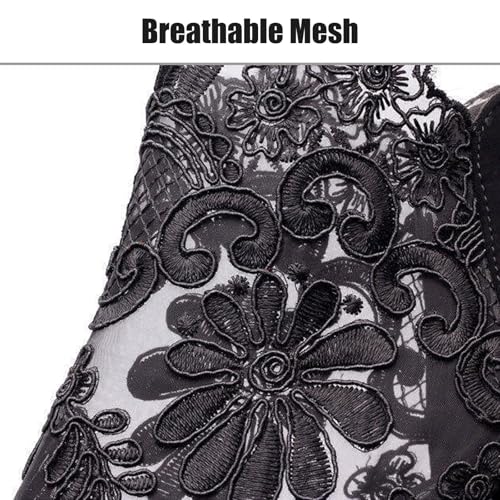 Women's Flowers Lace Fish Mouth Open Toe High Heels Sandals with Back Zipper Cutout Breathable Non-Slip Block Heeled Ankle Bootie Sandals Fashion Wedding Party Dress Shoes4