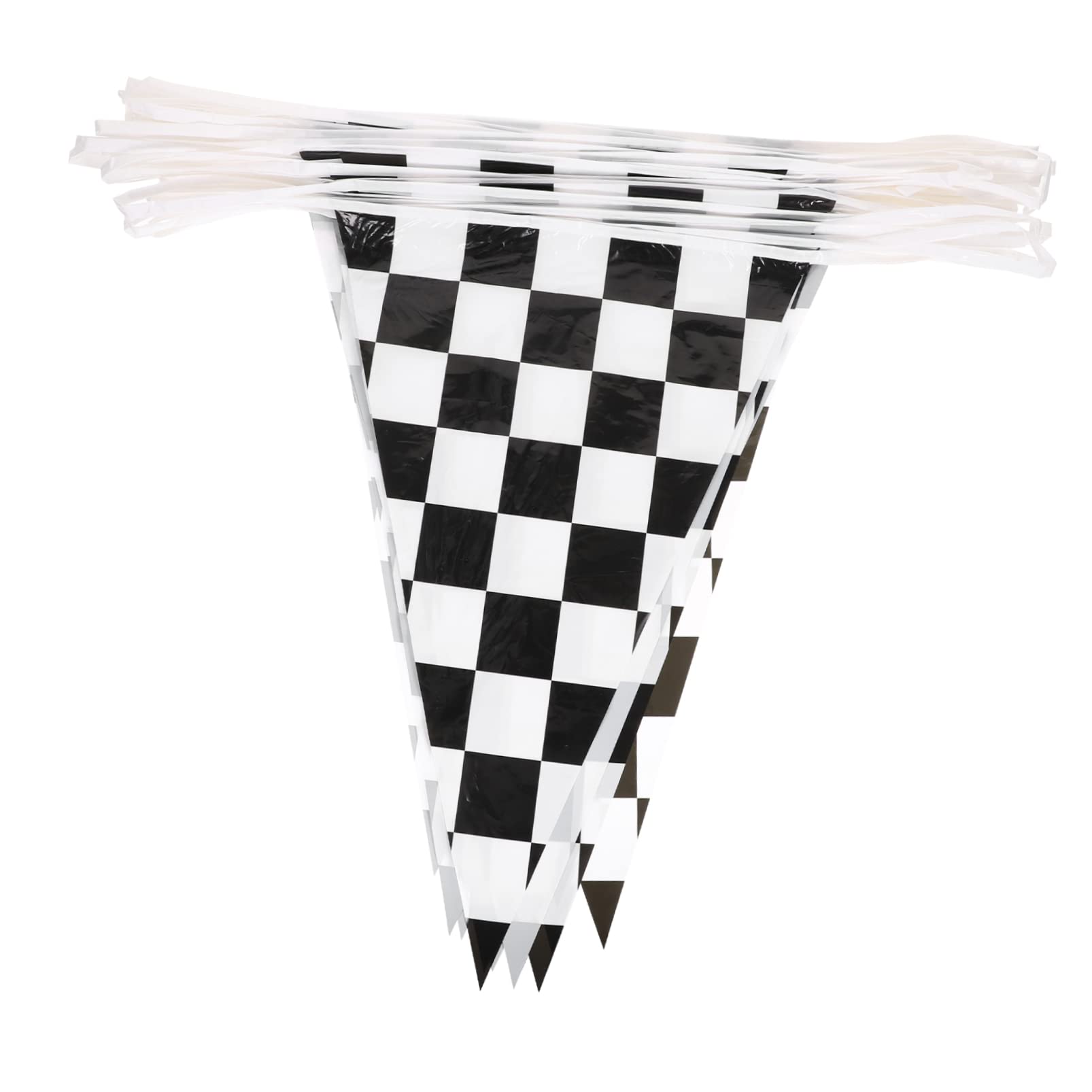 Drapeaux de course noirs à suspendre avec motif à damier blanc Yardwe