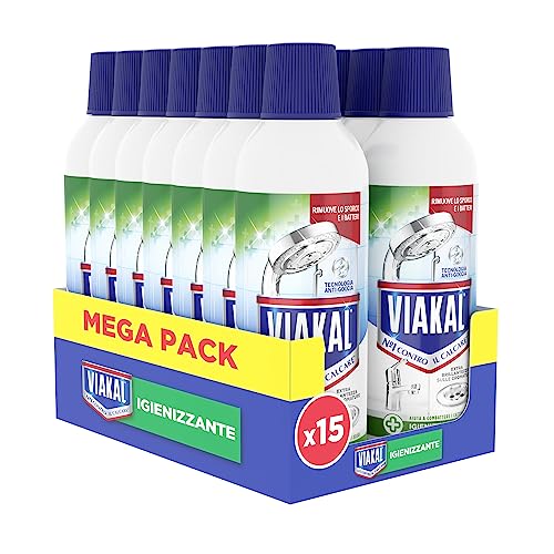Viakal Anti-Kalk-Gel, Packung mit 15 x 470 ml, Anti-Tropf-Technologie, entfernt Schmutz und Bakterien, entfernt Kalk, hilft bei der Bekämpfung von schlechten Gerüchen, langanhaltender Glanz