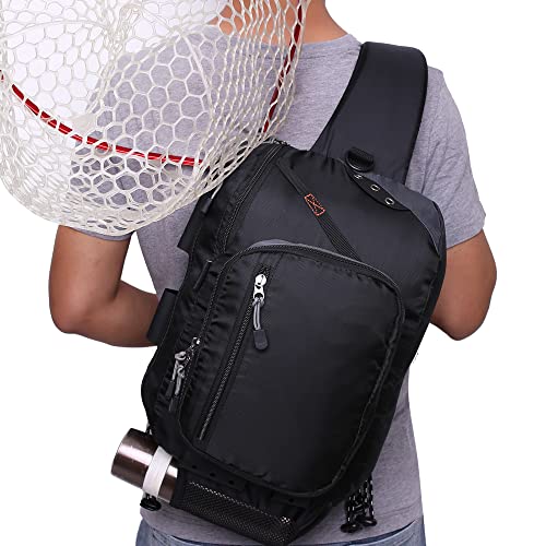Kylebooker Fly Fishing Sling Pack Fishing Tackle Storage Shoulder Bag (Black) #TOP5
