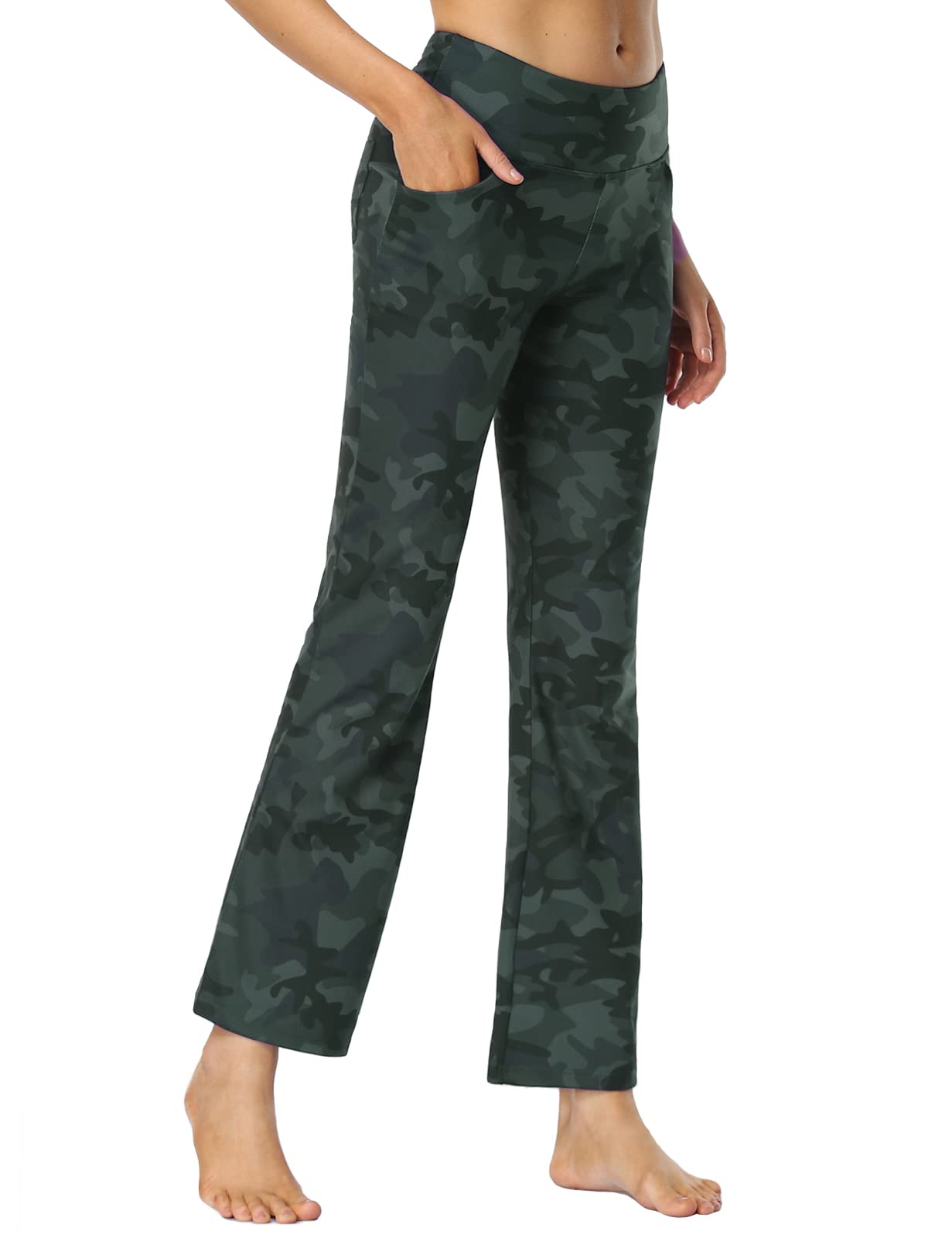 MOVE BEYOND Donna Pantaloni e Pinocchietti Bootleg da Yoga con 4 Tasche a Vita Alta Controllo di Pancia