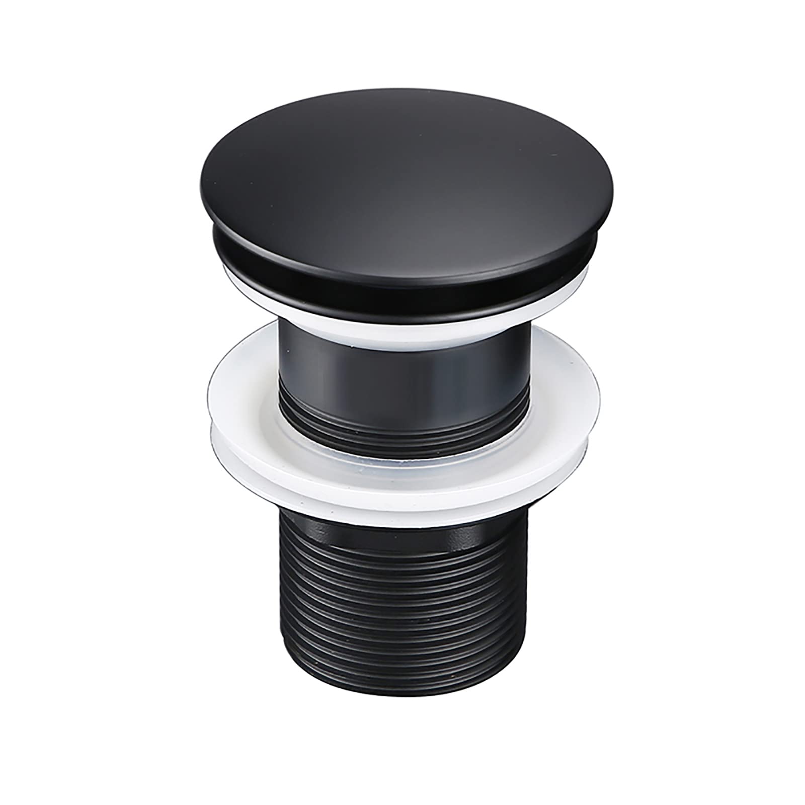 Pop-up Bonde de Lavabo Laiton Clic-clac Bonde de Vidage Lavabo Noir Mat Bonde D'écoulement Ronde Ecoulement de Lavabo pour Evier ou Lavabo,Without Overflow