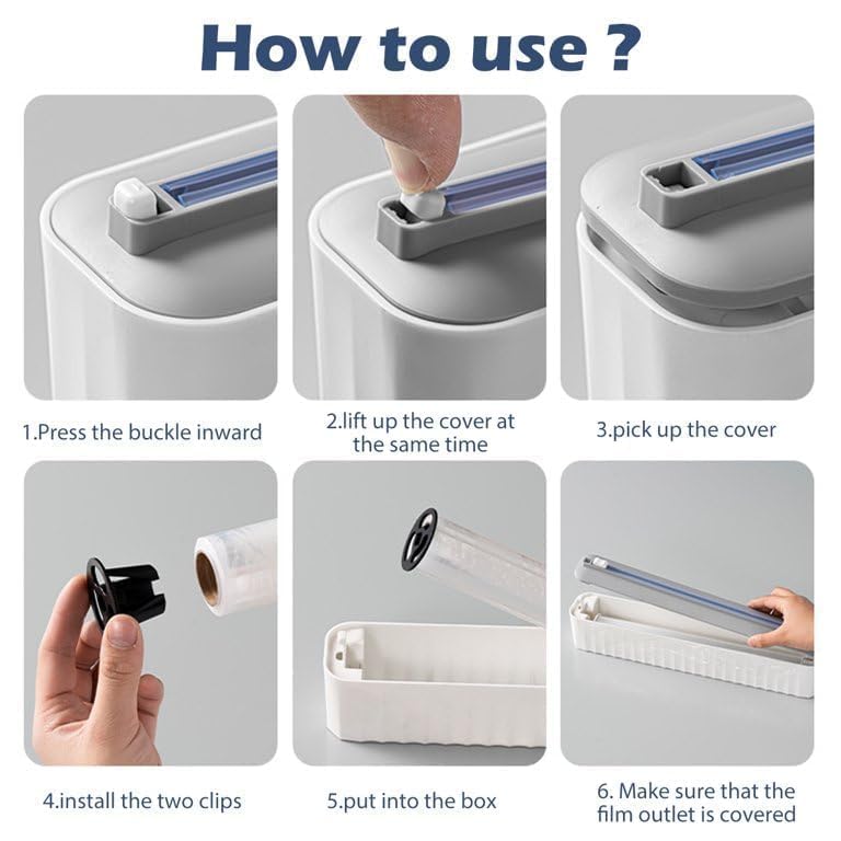 Image of VEEZAAS Wall Mounted Plastic Wrap Dispenser with Cutter, Refillable Cling Film Holder, Easy Slide Cut Foil & Wrap Organizer for Kitchen