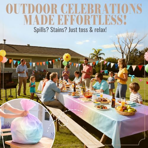 Image of Party Plastic Tablecloth Roll, 54IN x 300FT Disposable Table Cover